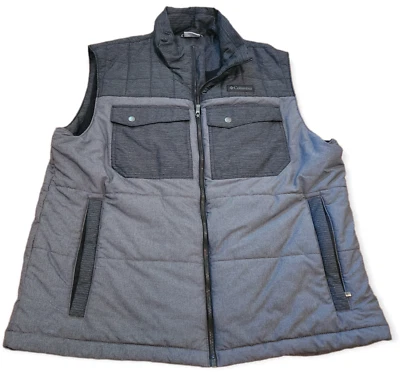 Columbia Vest Men's XL Gray Zip Coat Sleeveless Quilted Pockets Hunting Fishing - Image 1 of 4