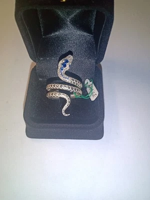 anello serpente argento 925 zaffiri - Immagine 1 di 4