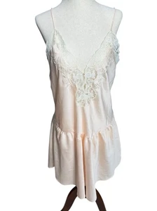 Vintage Sara Beth Slip Spitze Perlen Nachthemd Gr. L Rosa Ballett Braut Kokette Kleid - Bild 1 von 7