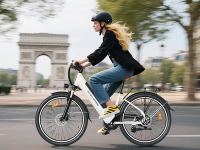 Bicicleta eléctrica 2025 adultos 750 W motor máximo, 50 millas 20 MPH 7 velocidades 26" bicicleta eléctrica de ciudad Foto 1 de 4