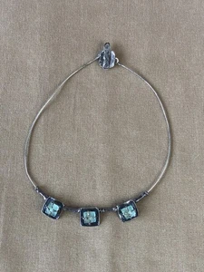 Vtg LULI HAMERSZTEIN Israel Roman Glass Sterling Silver 925 Necklace 16” - Imagen 1 de 14