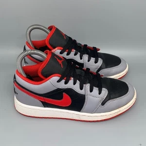 Jordan 1 Low Gray Red Shoes 553560-060 Youth Sz 4Y Women's Sz 5.5 - Picture 1 of 10
