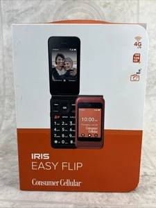 Iris Easy Flip 2.8" 8GB Storage Red Consumer Cellular Prepaid Cellphone- Sealed - Picture 1 of 4