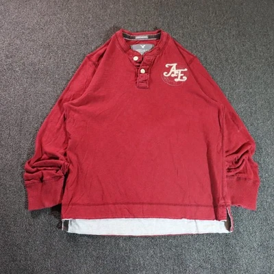 POLO MANGA LARGA ROJO GRUNGE BORDADO AMERICAN EAGLE AÑOS 2000 DE COLECCIÓN XL Foto 1 de 4