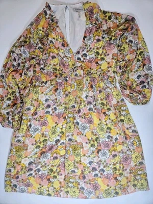 Vestido midi BCBGeneration para mujer talla 4 amarillo rosa naranja floral Cottagecore  Foto 1 de 4
