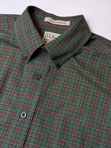 L.l. Camisa a cuadros Bean para hombre - 100 % algodón - sin arrugas - roja y verde M REG. 1417 - Imagen 1 de 6