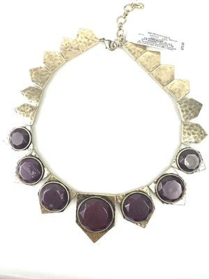 New Lucky Brand Stone & Hammered Collar Necklace in Gold-Tone/Red, 18"L $75 - Image 1 of 4