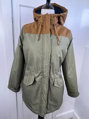 Chaqueta anorak aislante para mujer estoica talla mediana verde marrón con capucha cremallera completa Foto 1 de 4