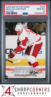 BAP IN THE GAME ACTION #275 2003 Nicklas Lidstrom Hof Pop 1 PSA 10 Foto 1 de 2