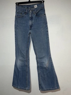 Vintage Levi’s Girls Size 14 Slim Bell Bottom Flare Jeans Blue Distress Rodeo - Image 1 of 4