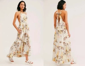Free People Maxikleid Anita bedruckt Stufen Blumen Damen Medium Boho Strand Q23 - Bild 1 von 12