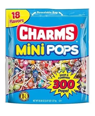 Charms Mini Pops Assorted Candy Lollipops 300 Count Variety Pack 18 Flavors - Image 1 of 4