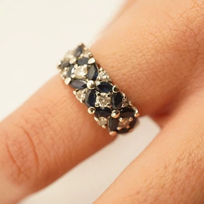 14k белое золото сапфир и бриллиант вечность группы - Бесплатная доставка США - Изображение 1 из 4