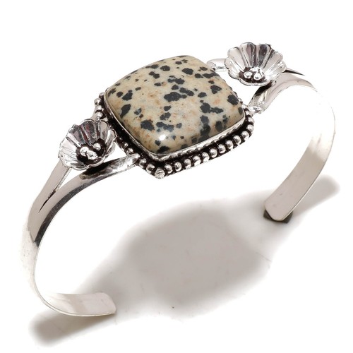 VALENTINO Bracciale regolabile pietra diaspro dalmata fatto a mano antico regalo gioielli BR 189