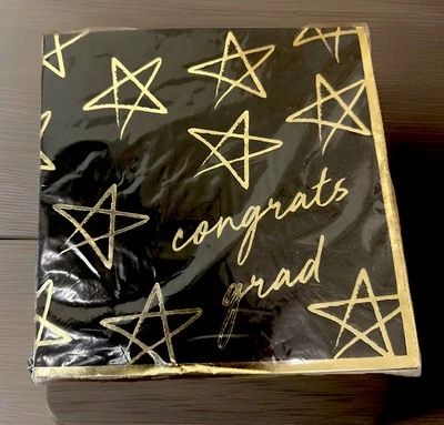 Graduation Party Napkins Congrats Grad Gold Stars 16pcs 2ply Celebration - Image 1 of 2