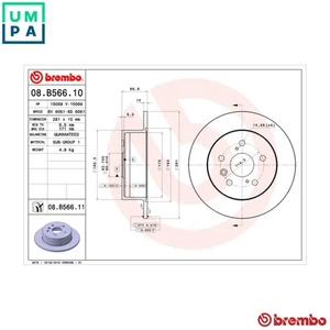 2x BRAKE DISC 08.B566.11 FOR TOYOTA 2AZ-FE/FXE 2.4L 2AR-FE 2.5L 4cyl CAMRY 3.5L - Picture 1 of 10