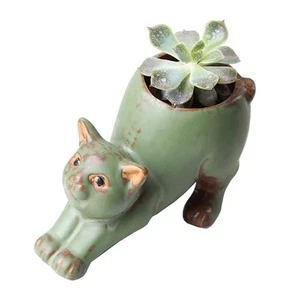 Ceramic Succulent Flower Pot Cat Shape Succulent Flower Pot Desktop Decoration - Picture 1 of 3