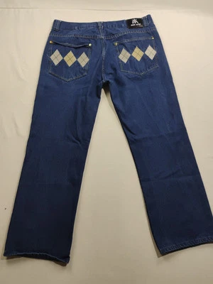 Red Ape Diamond Embroidered Mens 38x30 Blue Jeans Y2K Styled - Image 1 of 4