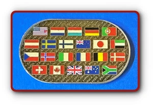 Geocoin World of Geocaching Flag Representation 22 Countries Nickel Unactivated - Picture 1 of 2