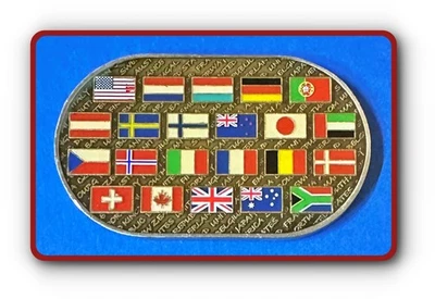 Geocoin World of Geocaching Flag Representation 22 Countries Nickel Unactivated - Image 1 of 2