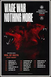 NOTHING MORE | WAGE WAR Carnal Tour 2024 Ltd Ed RARE Poster +BONUS Band Stickers - Picture 1 of 4
