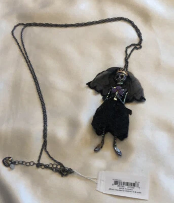 Collar Colgante Betsey Johnson Tono Hematita Magia Oscura Esqueleto Novia Nuevo con Etiquetas Foto 1 de 4