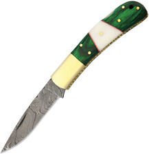 Damascus Knives Lockback Green DM1169