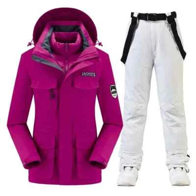 Ski Suit Women Windproof Waterproof Warm Thicken Snow Pants Down Jacket Clothes - Image 1 of 4