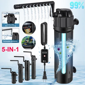 5-in-1 UV Sterilizer Filter Light Oxygen Internal Pump Aquarium Fish Pond Tank - Picture 1 of 16