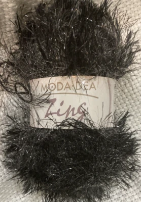 MODA DEA ZING YARN, lot of 2 skeins. Midnight, 50 grams each, Eyelash - Image 1 of 4