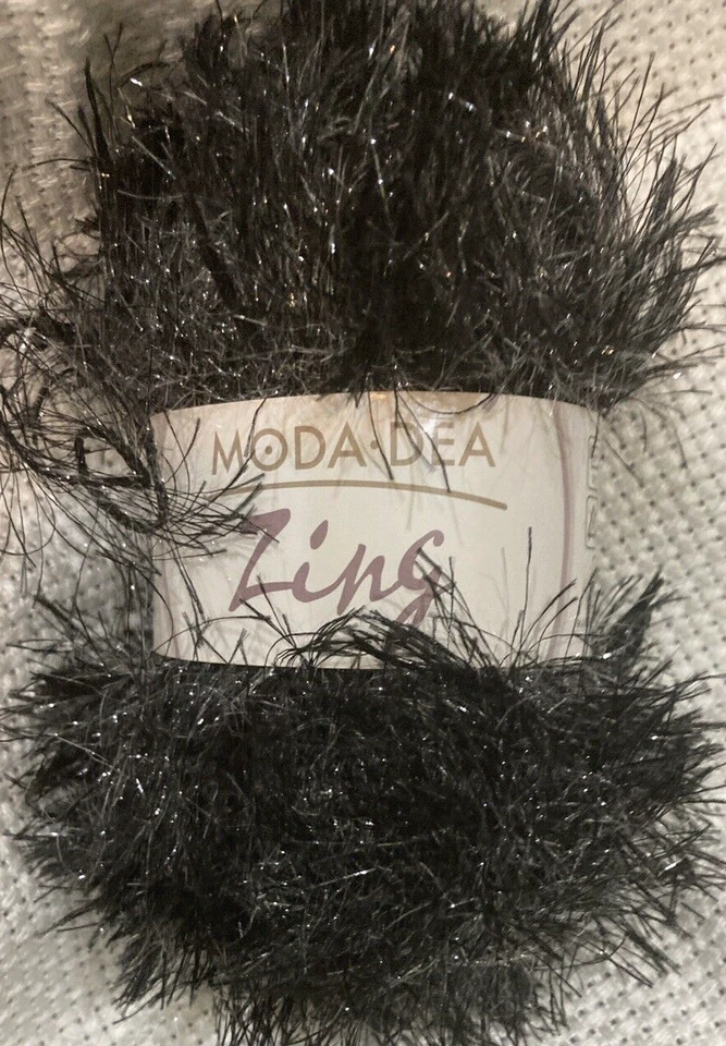 MODA DEA ZING YARN, lot of 2 skeins. Midnight, 50 grams each, Eyelash - Image 1 of 4