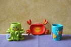 SEALIFE BATH ACCESS. Octopus Toothbrush holder Crab Soap Dish Fish Cup NEW Ocean