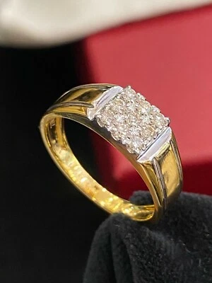 Pave 0.30 Cts Round Brilliant Cut Diamonds Mens Wedding Band Ring In 14K Gold - Image 1 of 4