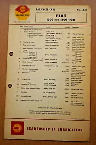Fiat 1300 & 1500 - 1961 - shell classic car lubrication chart - Picture 1 of 2
