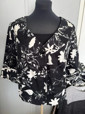 Nine West suit jacket Floral Over Coat Work Office Casual Black/White - Image 1 of 4