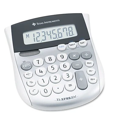 Grey Desktop Calculator Large Keys Solar Battery Powered Angled Display - Image 1 of 4