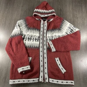 Alpaca Connection Peru Maroon Red Hoodie Sweater Jacket Women’s M Full Zip Wool - Picture 1 of 12