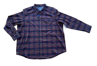 全新 男式 GEORGE 3XL (54-56) 聚法兰绒衬衫 UPF 30 抗菌 MoistureWicki — 第 1/4 张图片