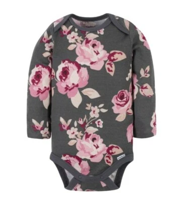MODERN MOMENT BY GERBER BEBÉ NIÑA GRIS FLORES BODY TALLA 12M NUEVO CON ETIQUETAS Foto 1 de 4