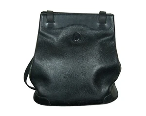 Vintage Mark Cross Italy Black Pebbled Leather Shoulder Hand Bucket Bag - Picture 1 of 12