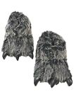 Mens Fuzzy Black & Gray Grizzly Bear Slippers Monster Claw House Shoes