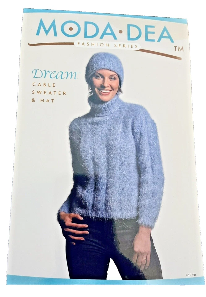 Knitting Moda Dea Dream Cable Sweater & Hat Pattern Fashion Series J18.0100 - Image 1 of 3