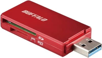 New iBUFFALO SD card reader BSCR27U3RD USB3.0 microSD Red from Japan - Image 1 of 4