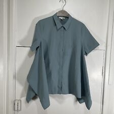 COS Shirt Blue Textured Short Sleeve Pleated Handkerchief Hem Size EU 36 UK 8 