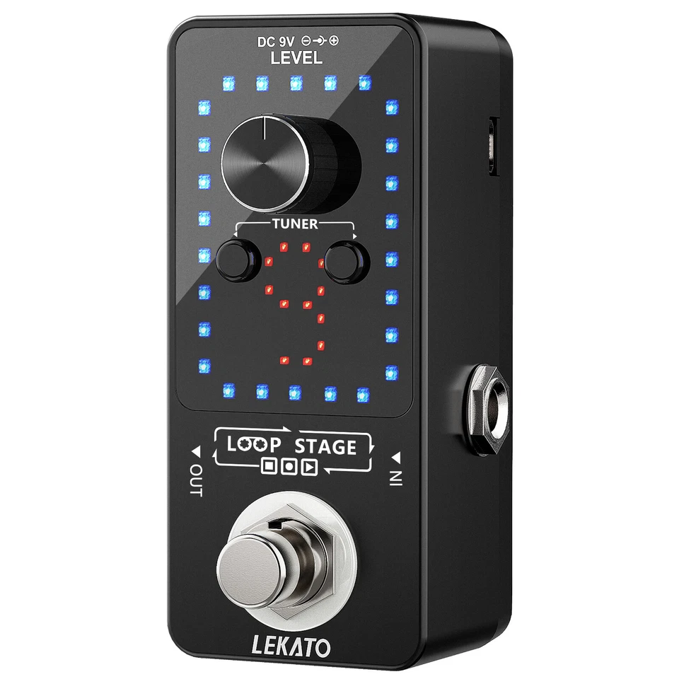 LEKATO Guitar Looper Effect Pedal Tuner 40 Mins 9 Slots Looping Recording UK - Image 1 of 4
