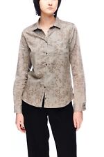 BOGNER Shirt Gray Brown Floral Print Cotton Women's Button Up Top Size 38