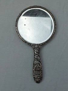 Antique hallmarked silver hand mirror - Picture 1 of 6