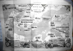 PICTURE MAP OF THE BALTIC SEA;Multitude of pics of area;1856;Very large 22"x32"  - Picture 1 of 1