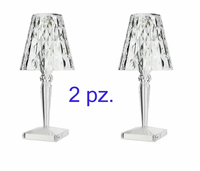 LAMPADA DA TAVOLO LED RICARICABILE PER BAR RISTORANTI HOTEL PUB TRASPARENTE 2pz. - Immagine 1 di 4