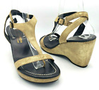 Donald J Pliner Vage Sandals 8.5 Gold Suede T Strap Wedges Made In Italy